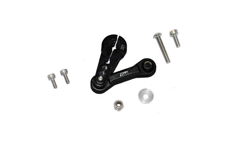 Aluminium Servohorn 25T mit Lenkstange schwarz