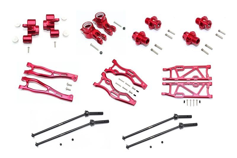 Aluminium Aufhängungs-Set mit CVD, Hex 13mm v/h rot