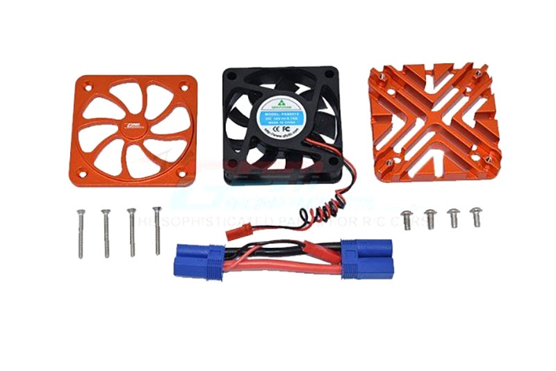 Aluminium Motorkühlkörper mit Ventilator orange