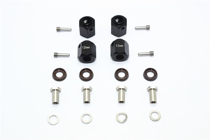 Aluminium Hex Adapter 12mm schwarz (4 Stk.)