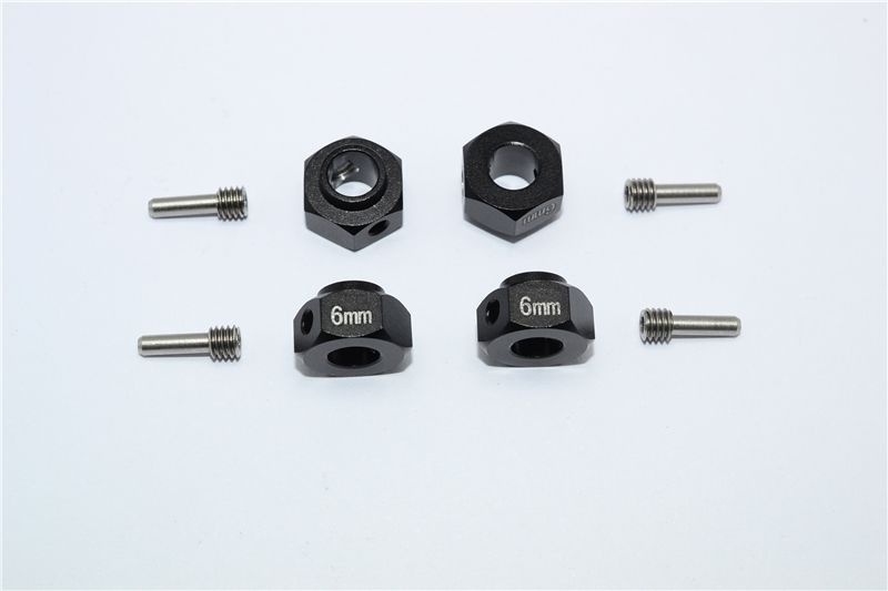 Aluminium Hex Adapter 6mm schwarz (4 Stk.)