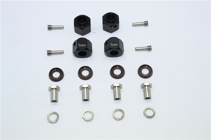 Aluminium Hex Adapter 9mm schwarz (4 Stk.)
