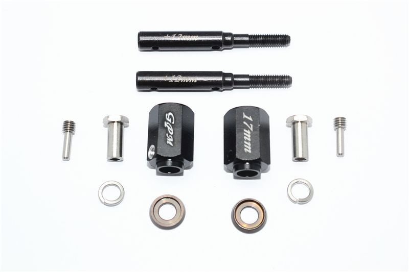 Stahl Radachse gehärtet mit Hex +17mm schwarz