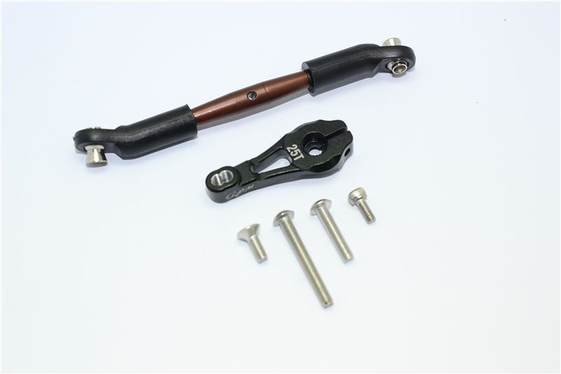 Aluminium Servo Horn 25T mit Federstahl Spurstange schwarz