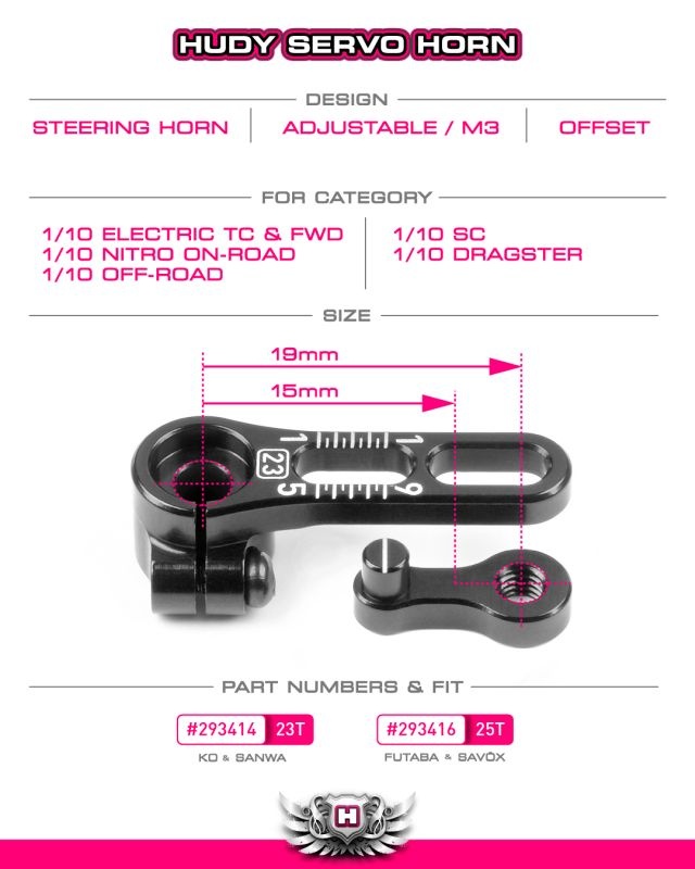 ALU ADJUSTABLE CLAMP STEERING SERVO HORN FUTABA/SAVÖX 25T