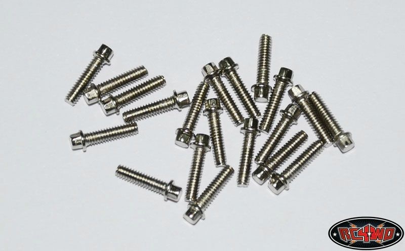 Miniature Scale Hex Bolts (M2 x 8mm) (Silver)