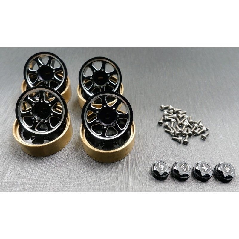 Alu & Messing Beadlock Felgen-Set (4) samt Zentral-Verschluß