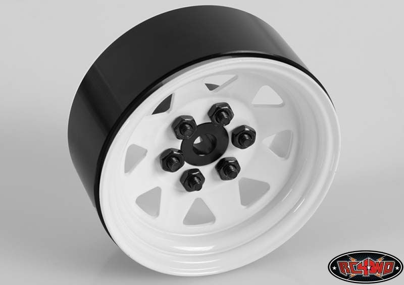 6 Lug Wagon 1.9 Steel Stamped Beadlock Wheels (White)