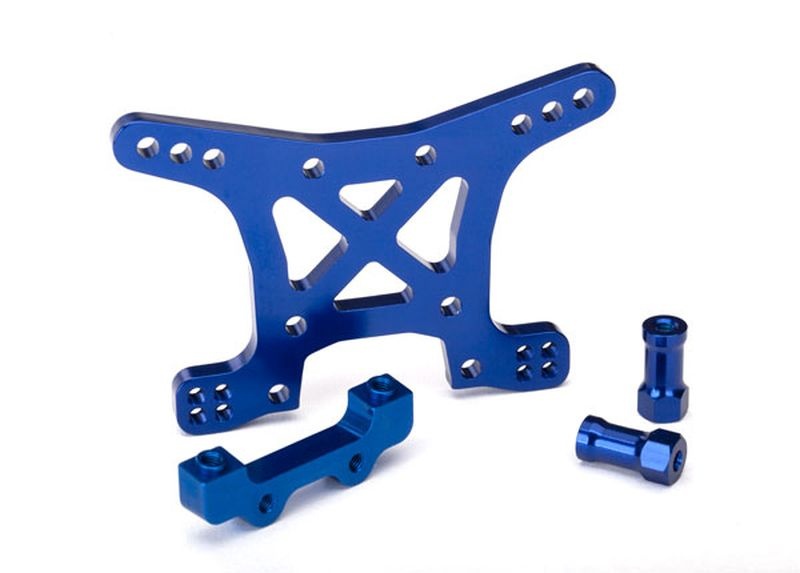 Dämpferbrücke 7075-T6 Aluminium blau vorne