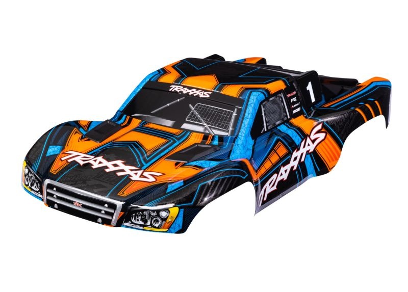 Karosserie Slash 4x4 orange/blau mit Aufkleber & Clipless