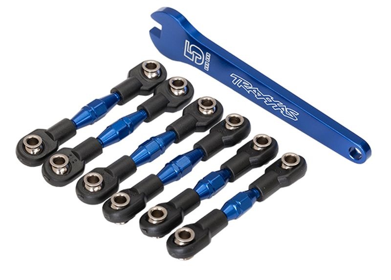 L/R Vorspur- und Sturzstangen Set Alu blau (6)