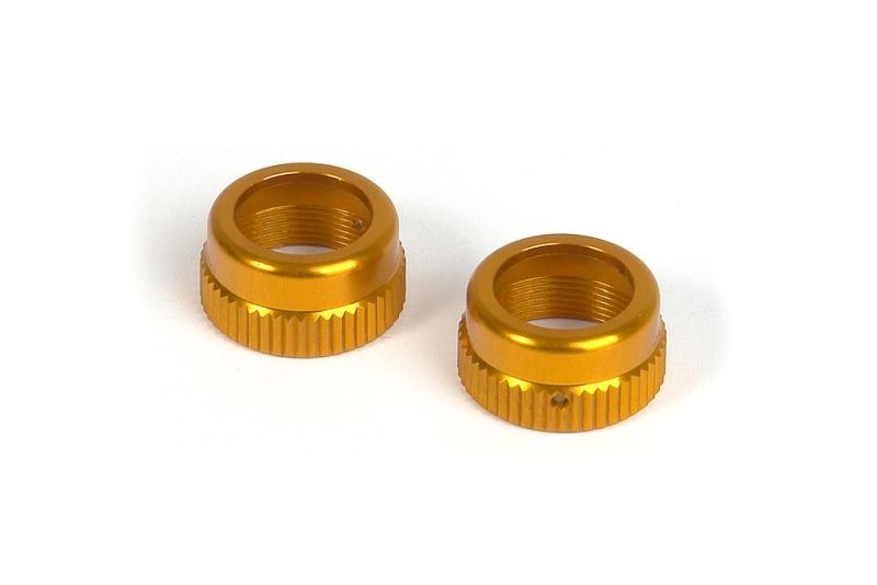 Verschlussmutter für Dämpfer mit Bohrung, Aluminium Orange